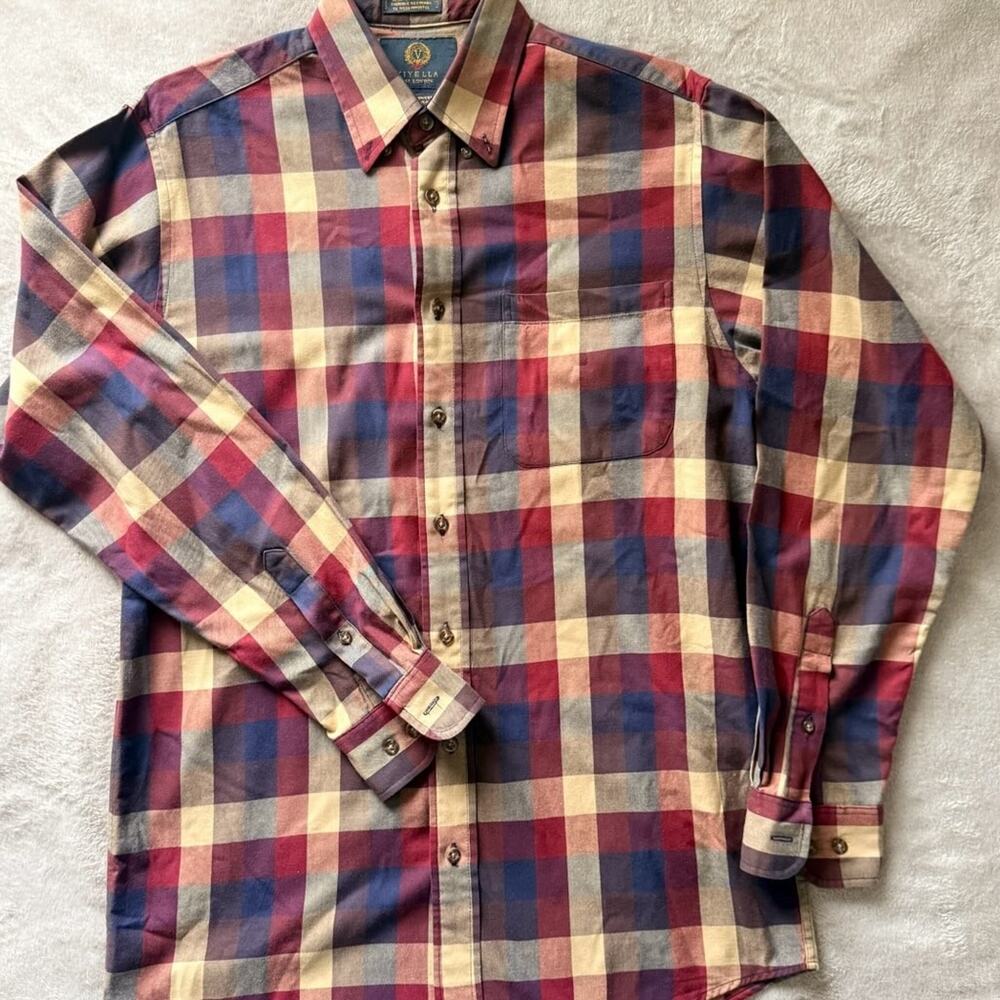 Viyella Men's M Traditional Fit Plaid Shirt Cotton Wool Blend NWOT